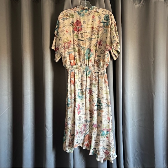 Nicole Miller 100% Silk Passport Stamp Dress - Picture 4 of 16